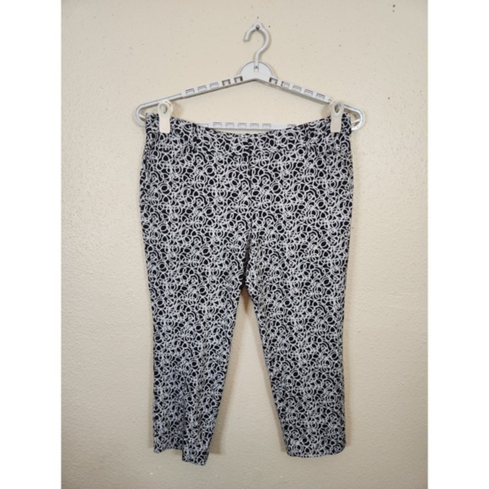 Liz Claiborne‎ Cropped Pants Black White Print Career Casual Size 18